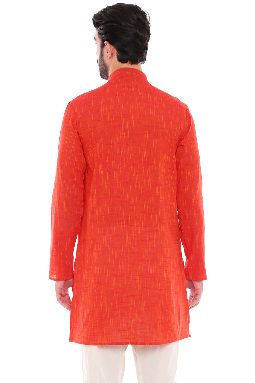 In-Sattva Men's Indian Classic Pure Cotton Kurta Tunic with Mandarin Collar | Back view