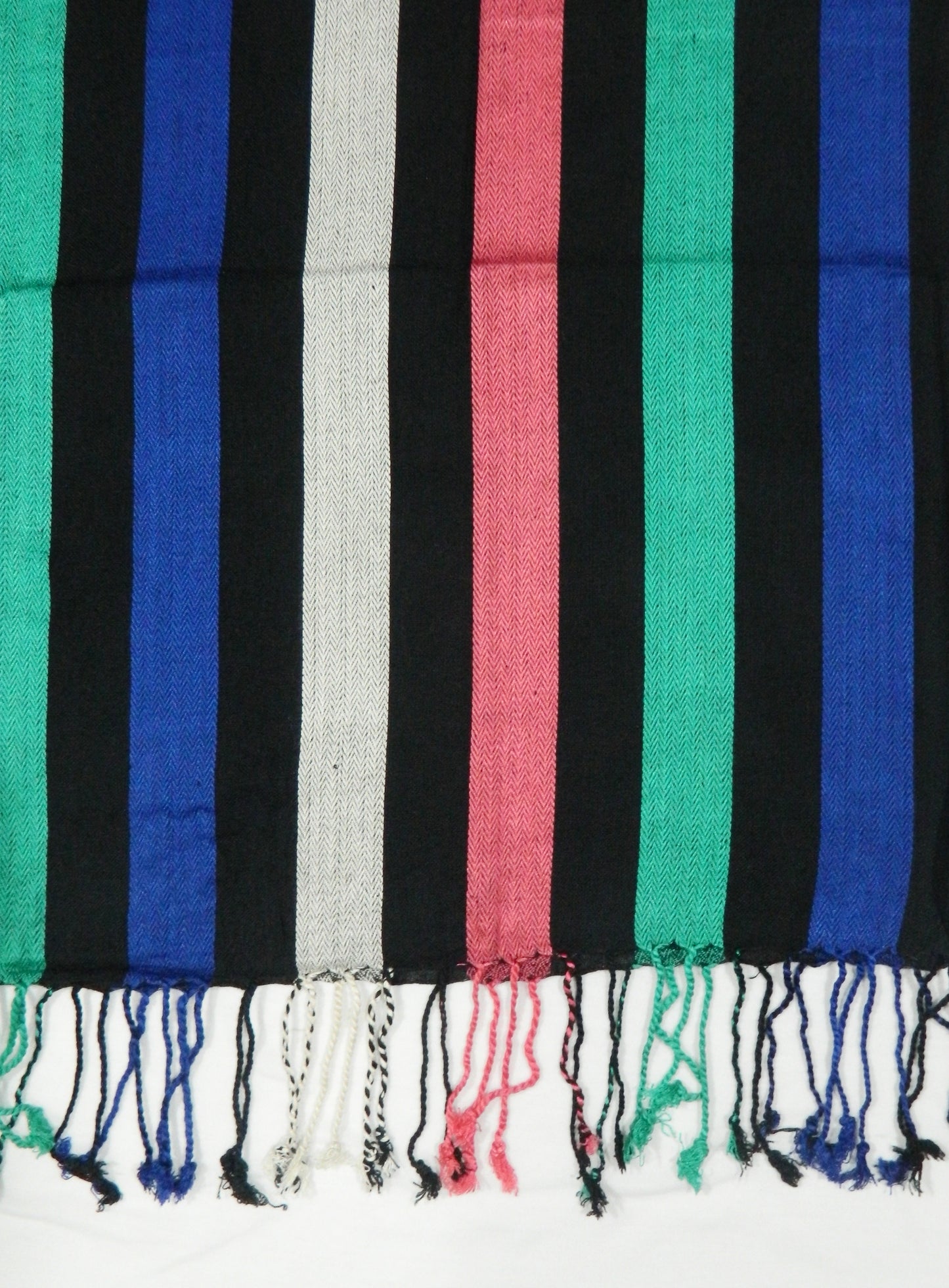Black Multi-Color Striped Scarf Stole | Folded