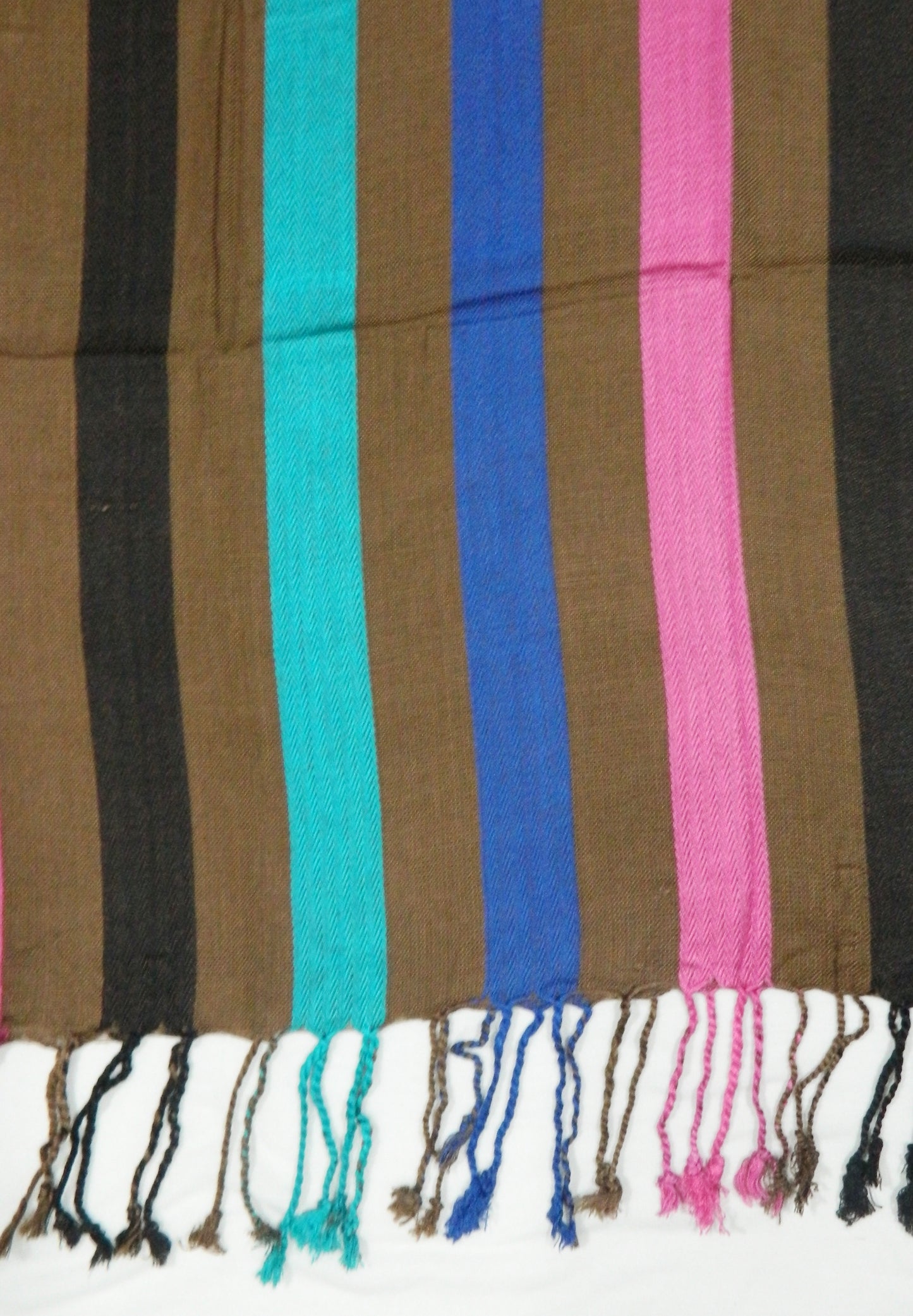 Brown Striped Multi-Color Scarf Stole | Folded