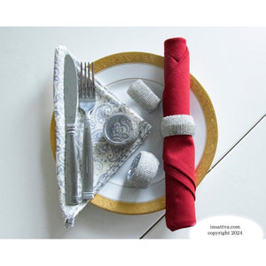 Handmade Finely Beaded Napkin Rings for Dinners, Weddings, Banquets, and Special Occasions; Silver