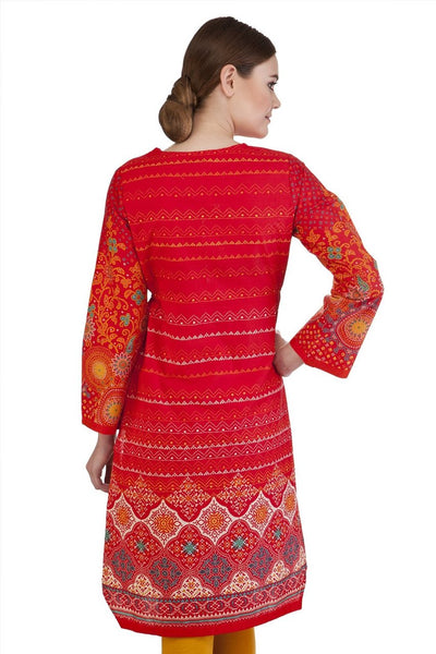 MB Women's Indian Clothing Style Kurta Tunic with Gradiating Whimsical Print ÛÒ Back