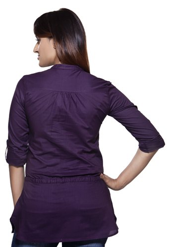 Akkriti Women's Roll Up Sleeves Casual Kurti ÌÎÌ_Ì´åÇÌÎÌ__ÌÎÌ_ÌÎ_ÌÎÌ_Ì´åÌÎÌ_ÌÎ_ÌÎÌ_Ì´å« Aubergine Back