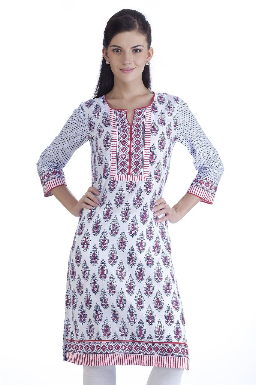 MB Womens Ethnic Floral Printed Kurta Tunic