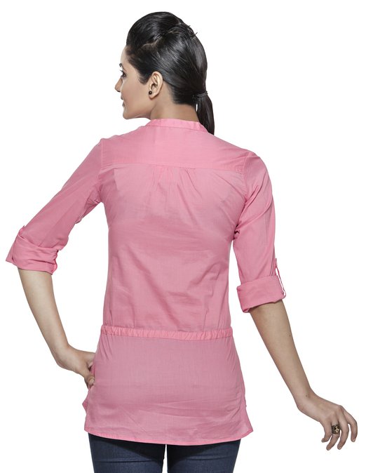 Akkriti Women's Roll Up Sleeves Casual Kurti ÌÎÌ_Ì´åÇÌÎÌ__ÌÎÌ_ÌÎ_ÌÎÌ_Ì´åÌÎÌ_ÌÎ_ÌÎÌ_Ì´å« Pink Back