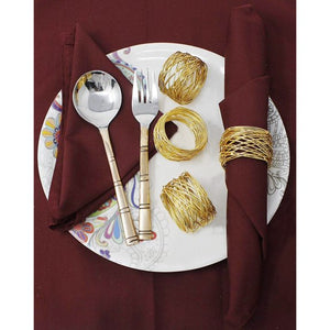 Handmade Artisan Crafted Mesh Metal Dining Napkin Rings, Gold