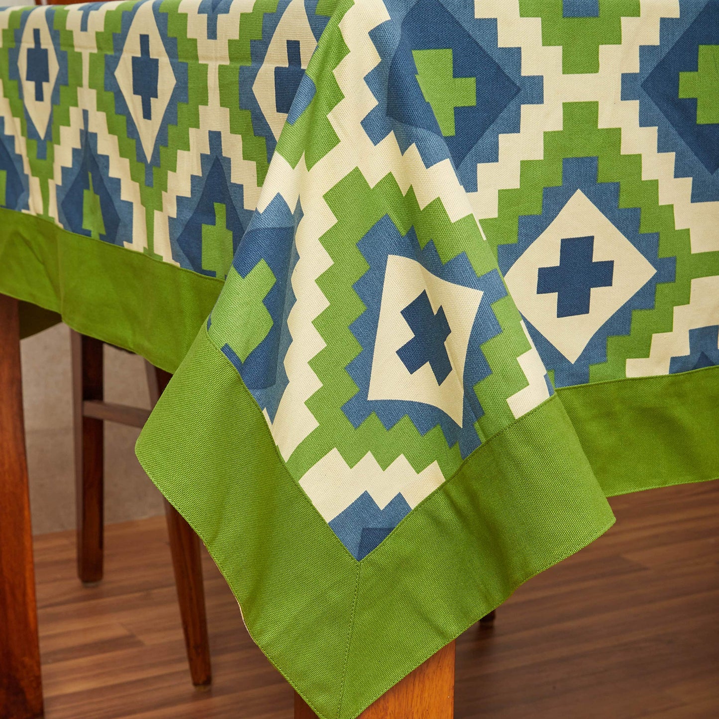 In-Sattva Home 100% Cotton Bohemian Print and Pattern WashableTable Cover Cloth;  Lt Green