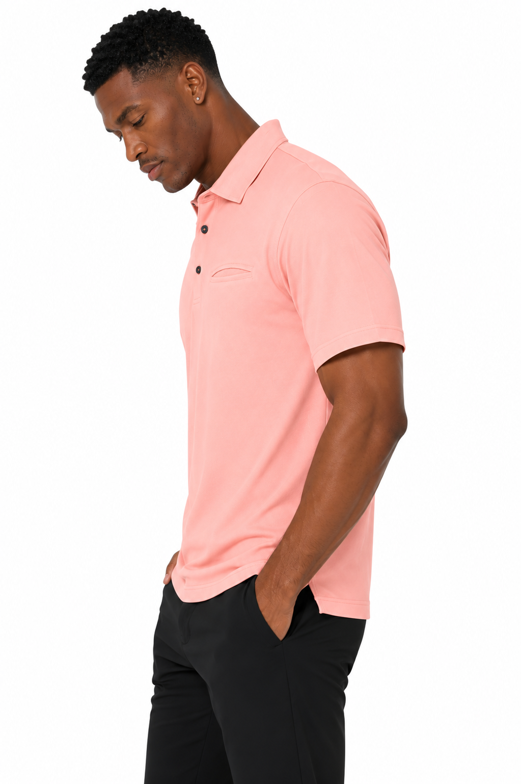 AVA Athletica Men's Classic Polo Quick-Dry Golf, Tennis, T-Shirt with Pocket Peach