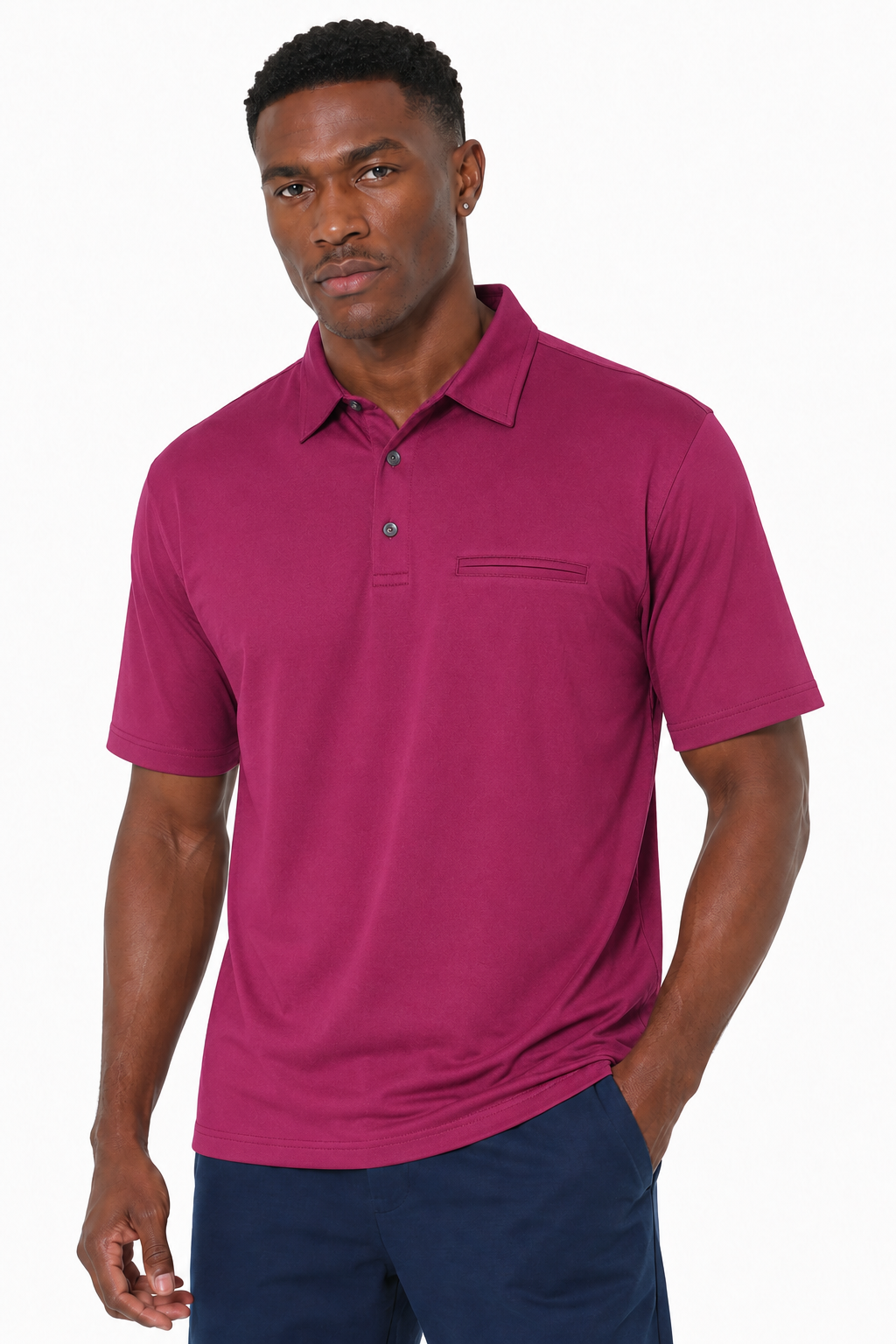 AVA Athletica Men's Classic Polo Quick-Dry Golf, Tennis, T-Shirt with Pocket Berry
