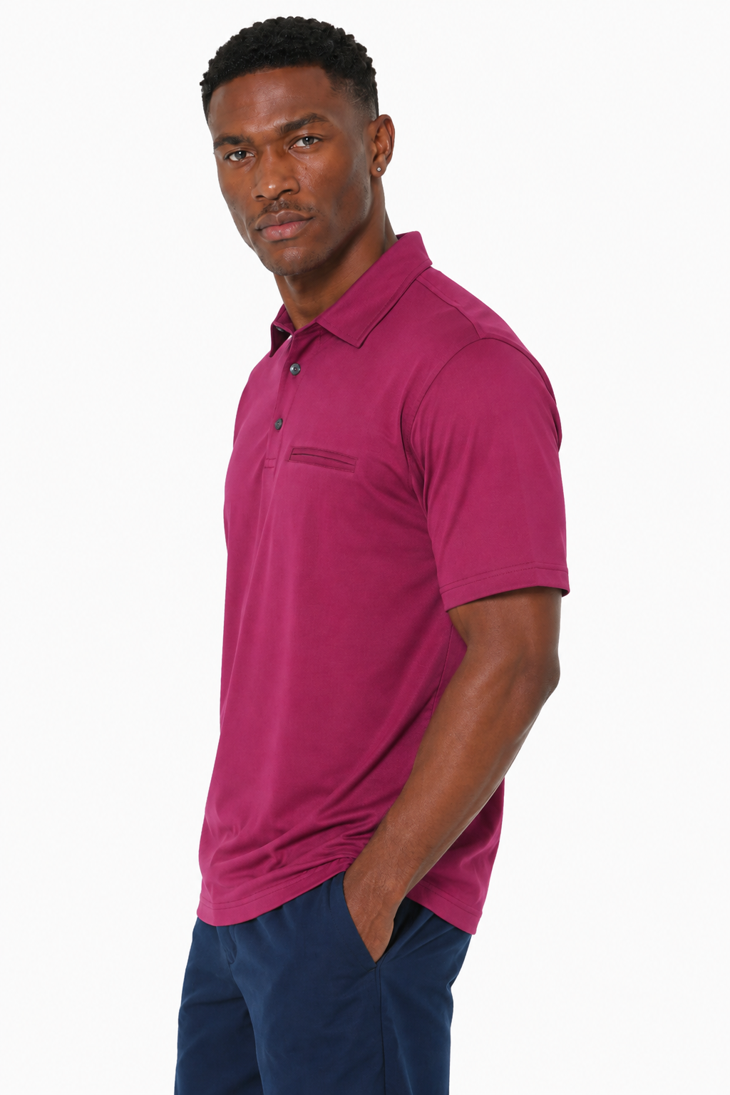 AVA Athletica Men's Classic Polo Quick-Dry Golf, Tennis, T-Shirt with Pocket Berry