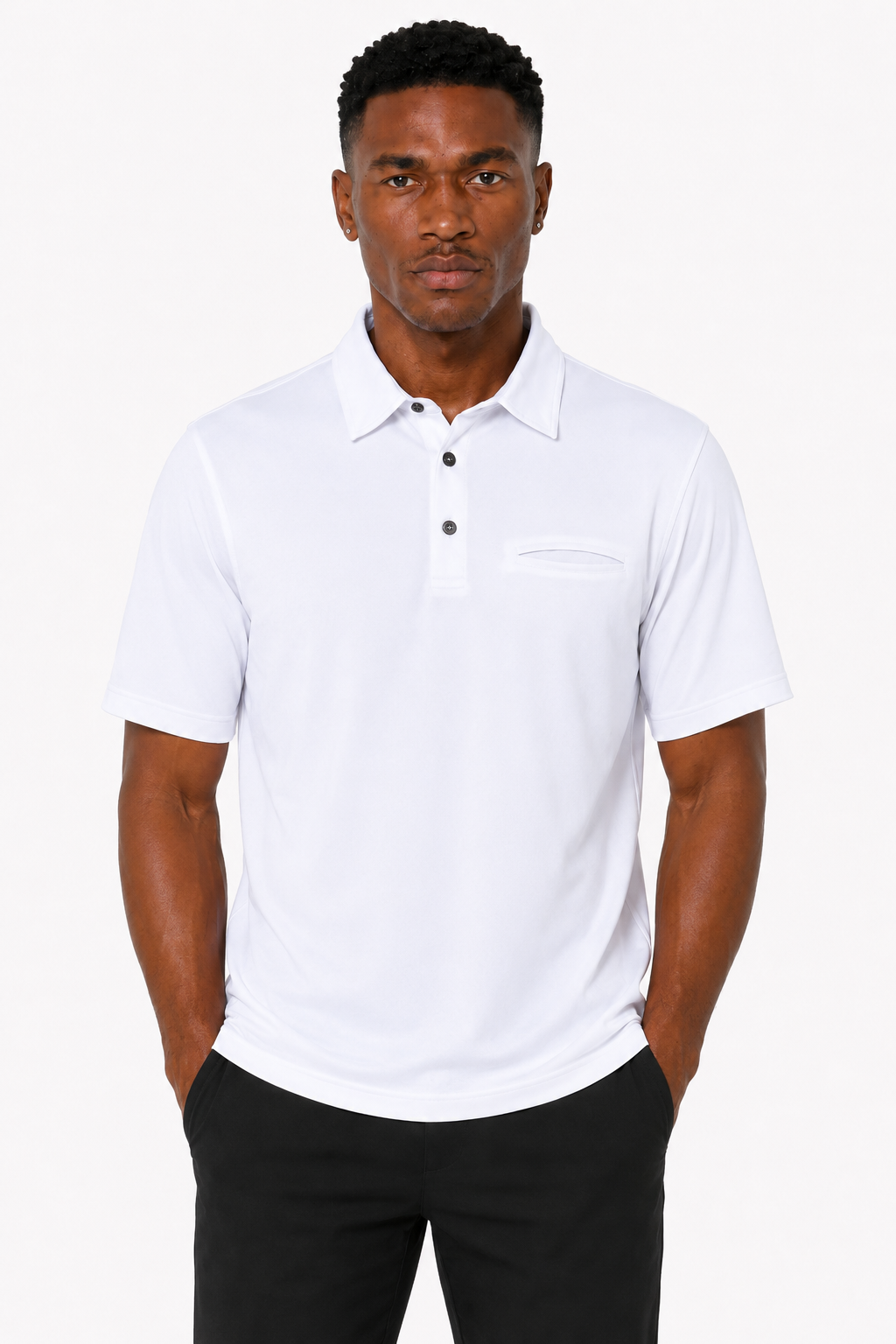 AVA Athletica Men's Classic Polo Quick-Dry Golf, Tennis, T-Shirt with Pocket Pure White
