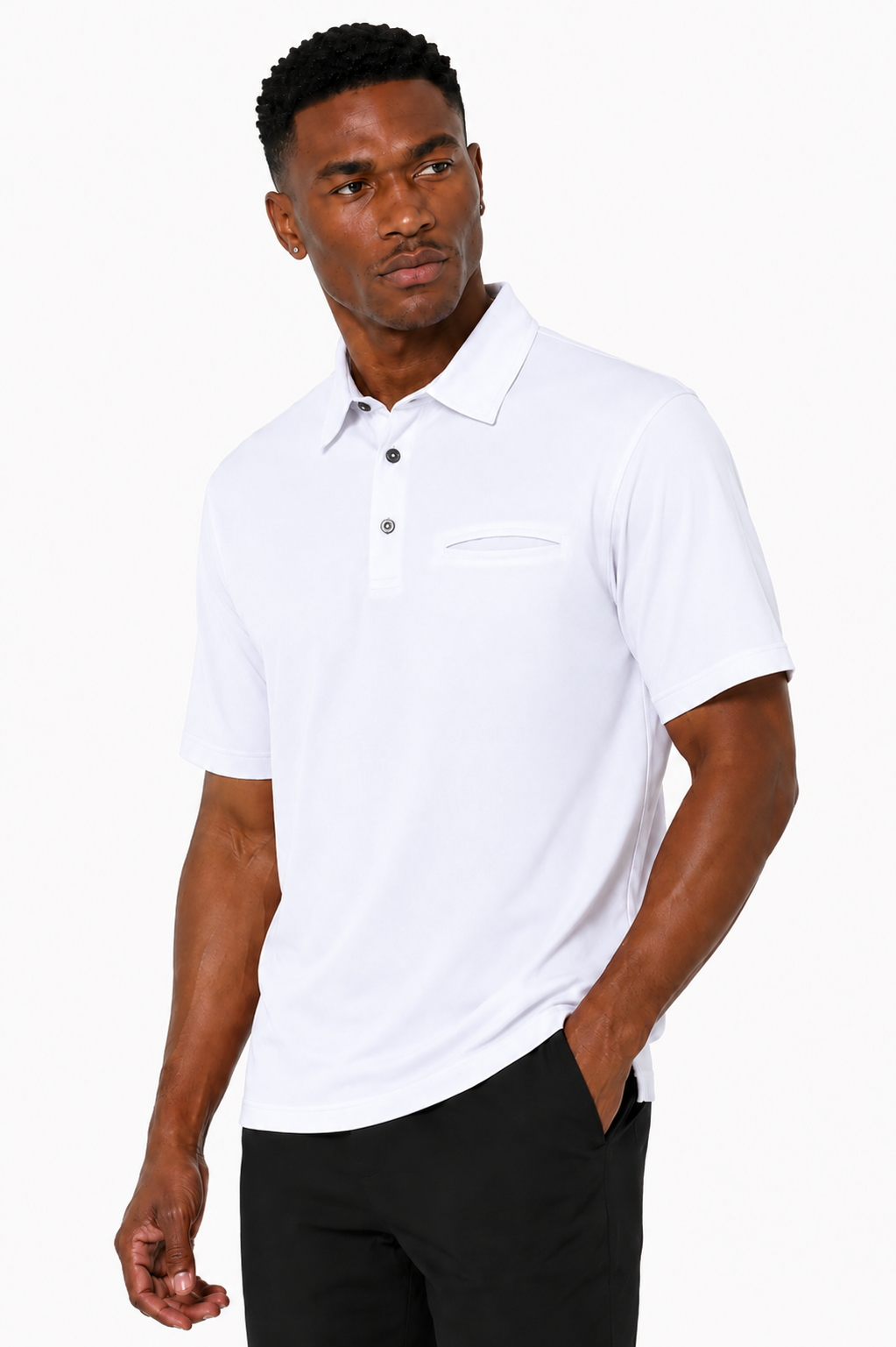 AVA Athletica Men's Classic Polo Quick-Dry Golf, Tennis, T-Shirt with Pocket Pure White