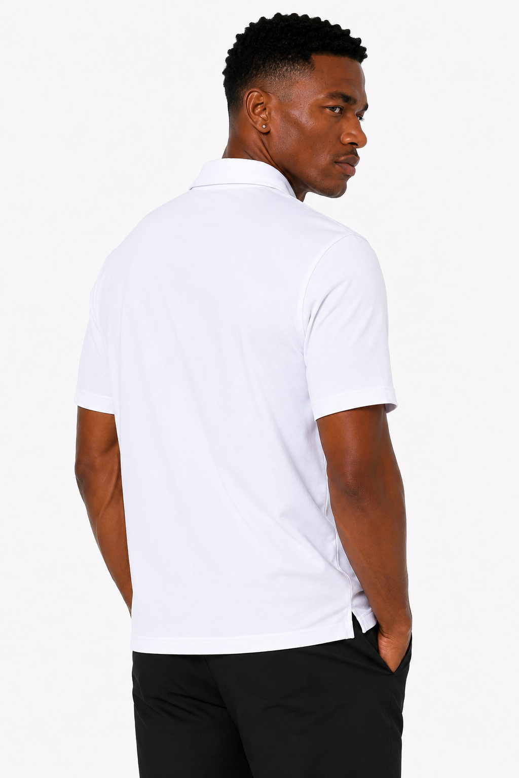 AVA Athletica Men's Classic Polo Quick-Dry Golf, Tennis, T-Shirt with Pocket Pure White