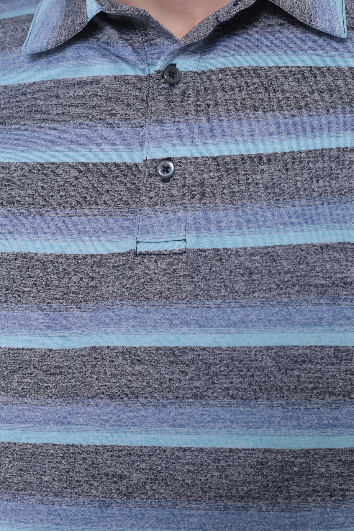AVA Athletica Men's Collared Moisture-Wicking Active Wear Broad Striped T-Shirt Blue