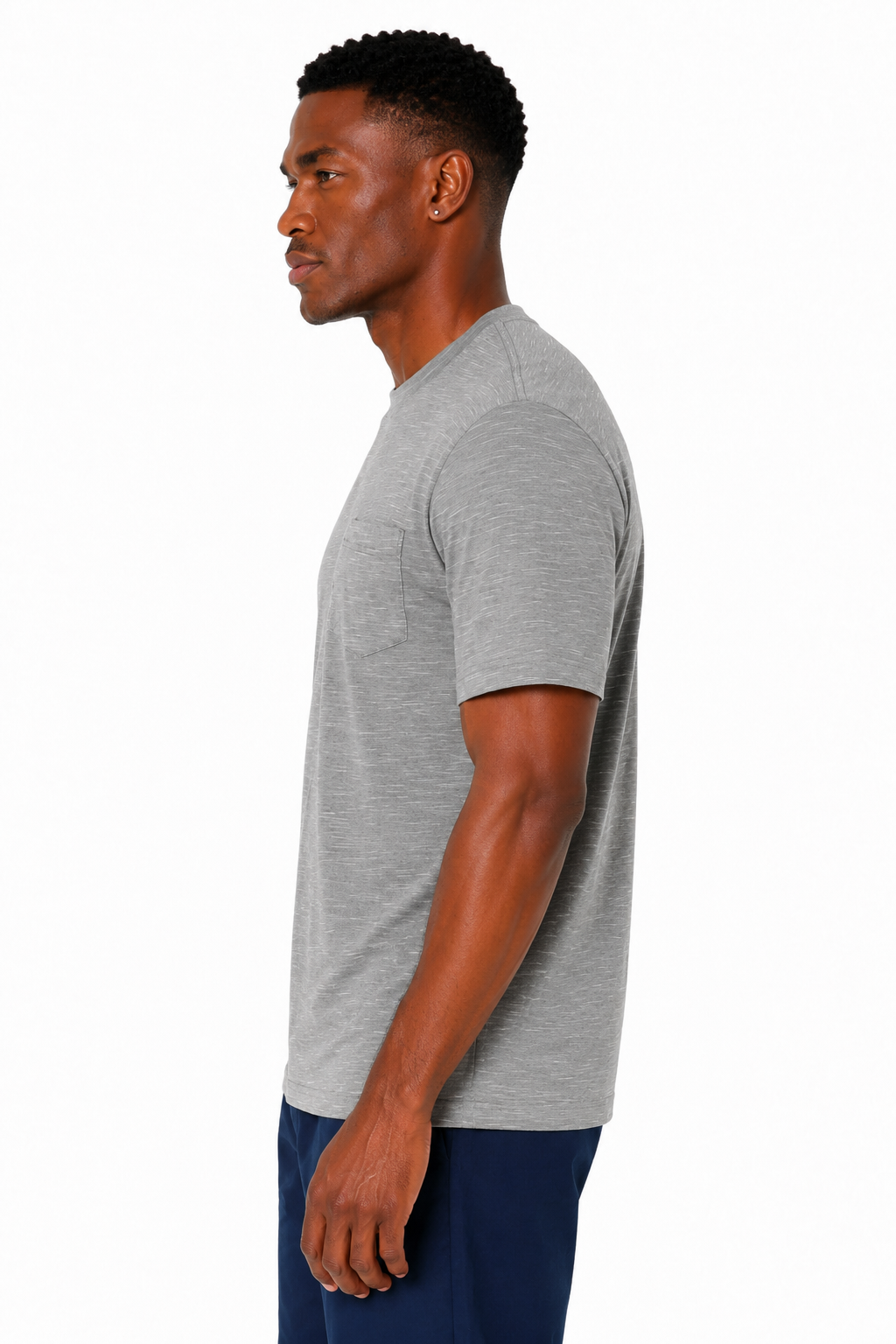 AVA Athletica Men's Round Neck Performance Wear Space Dyed Soft Tee with Pocket Grey
