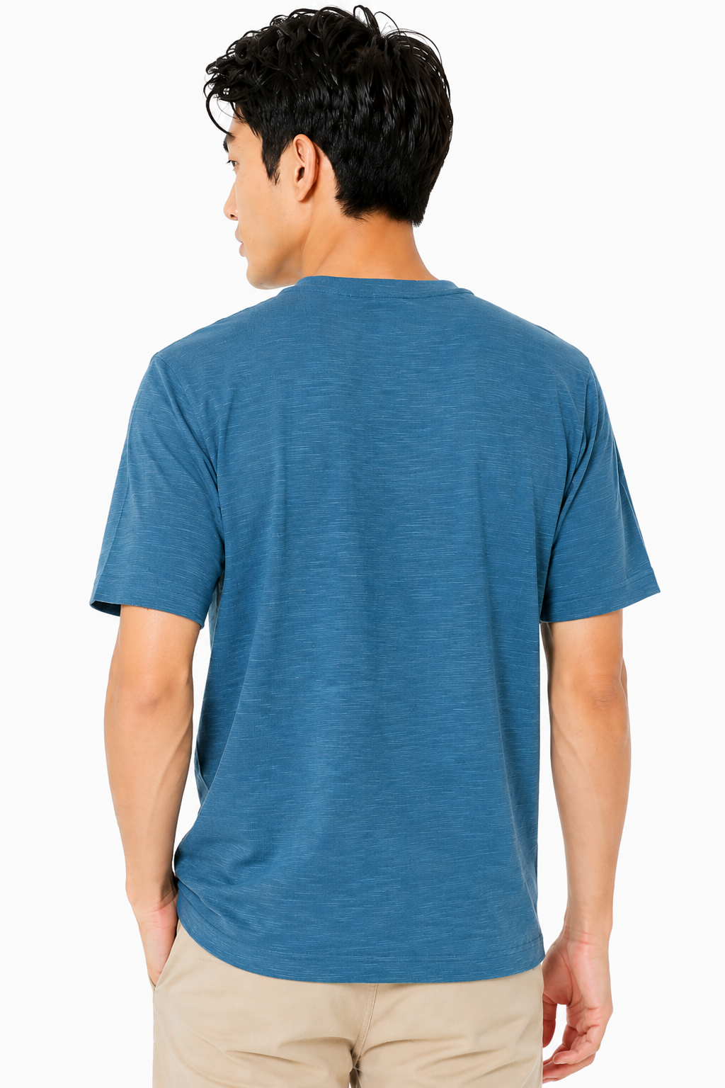 AVA Athletica Men's Round Neck Performance Wear Space Dyed Soft Tee with Pocket Mallard Blue