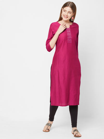 Sitayya Women's Polyester Blend Embroidered & Solid Straight Kurta | Front View