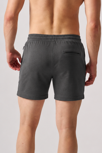 Macho Genie Men’s Jogging Shorts with Zip Pockets (Gray)