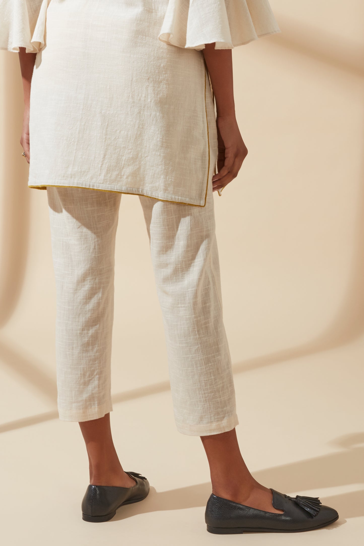 Women's Bohemian Classic 100% Cotton Straight-Fit Cream Pants