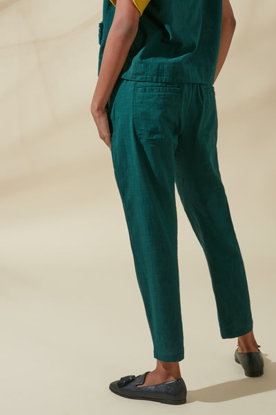 Women's Bohemian Classic 100% Cotton Straight-Fit Teal Pants