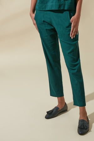 Women's Bohemian Classic 100% Cotton Straight-Fit Teal Pants
