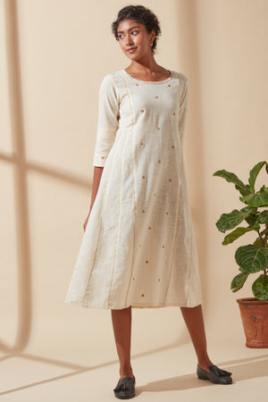 Women's Bohemian Classic 100% Cotton Cream and Gold Detail Kurta