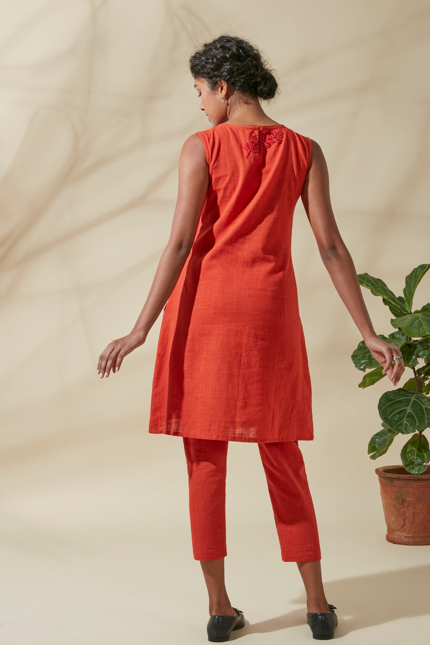 Women's Bohemian Classic 100% Cotton Handwoven Crimson Shift Dress