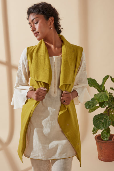Women's Bohemian Classic 100% Cotton Mustard and Gold Waterfall Jacket