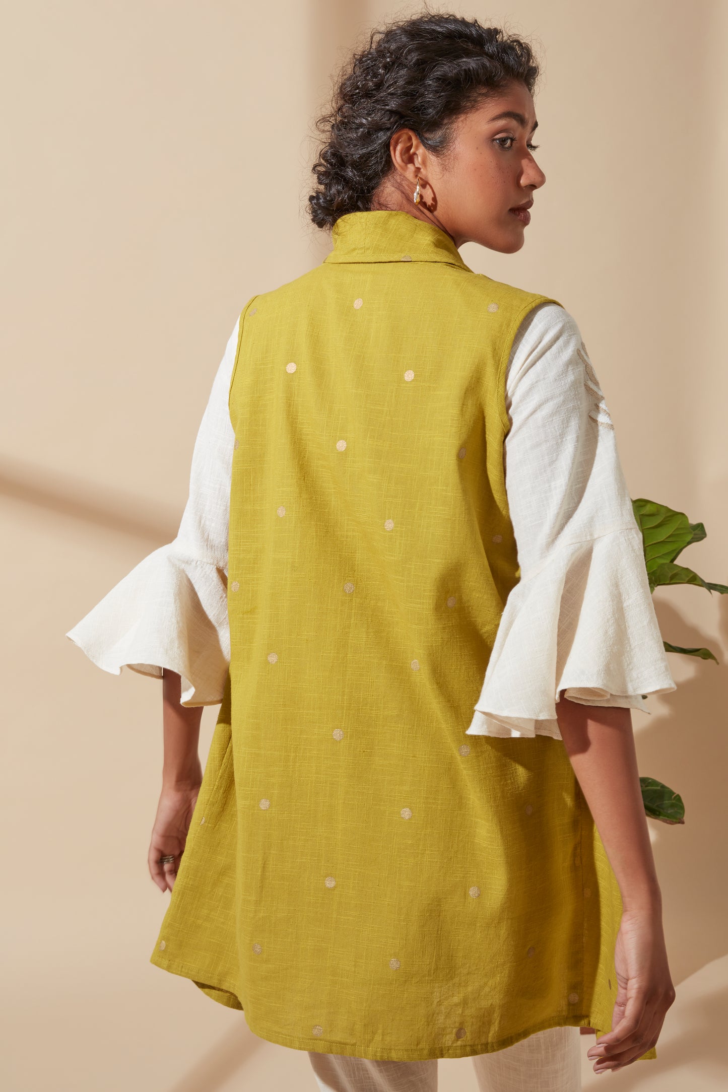 Women's Bohemian Classic 100% Cotton Mustard and Gold Waterfall Jacket