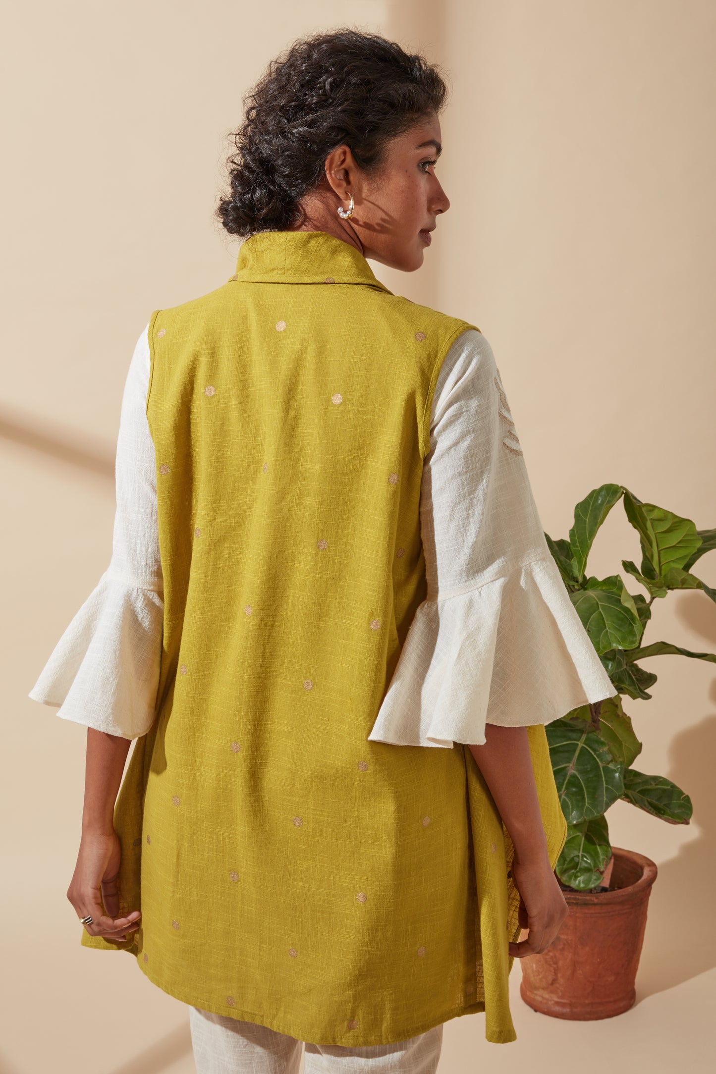 Women's Bohemian Classic 100% Cotton Mustard and Gold Waterfall Jacket