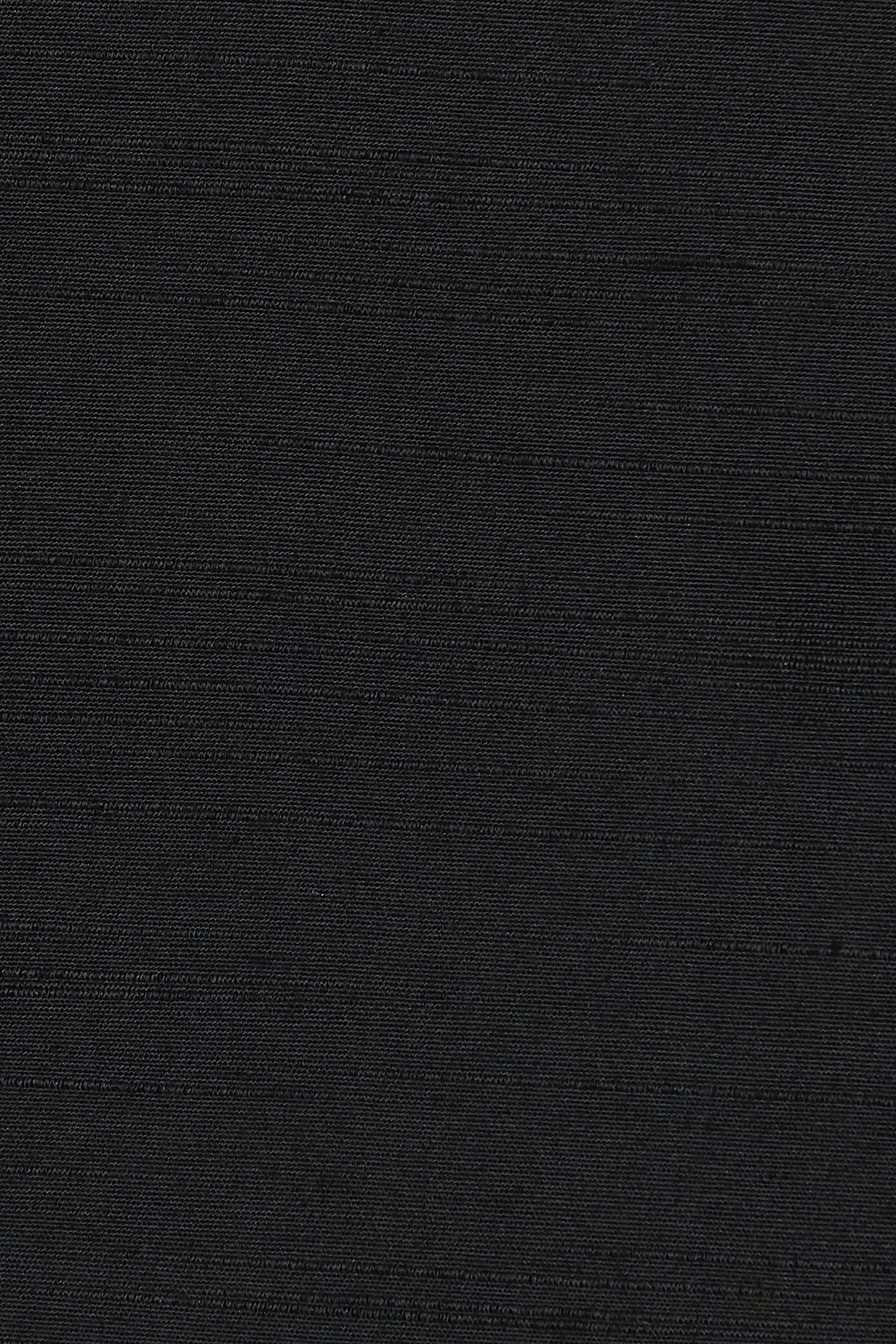 Ethnix Men's Black Embroidered Placket 2-Piece Kurta Pajama Set, close-up of the black Kurta Tunic fabric
