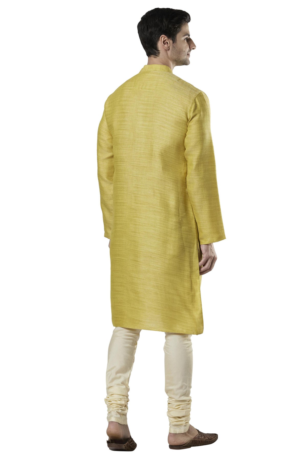 Ethnix Men's Classic Collar Cotton-Rich 2-Piece Kurta Pajama Set, back full-length view