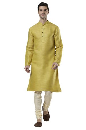 Ethnix Men's Classic Collar Cotton-Rich 2-Piece Kurta Pajama Set, front full-length view