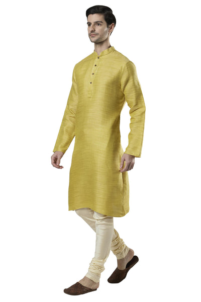 Ethnix Men's Classic Collar Cotton-Rich 2-Piece Kurta Pajama Set, left angled full-length view