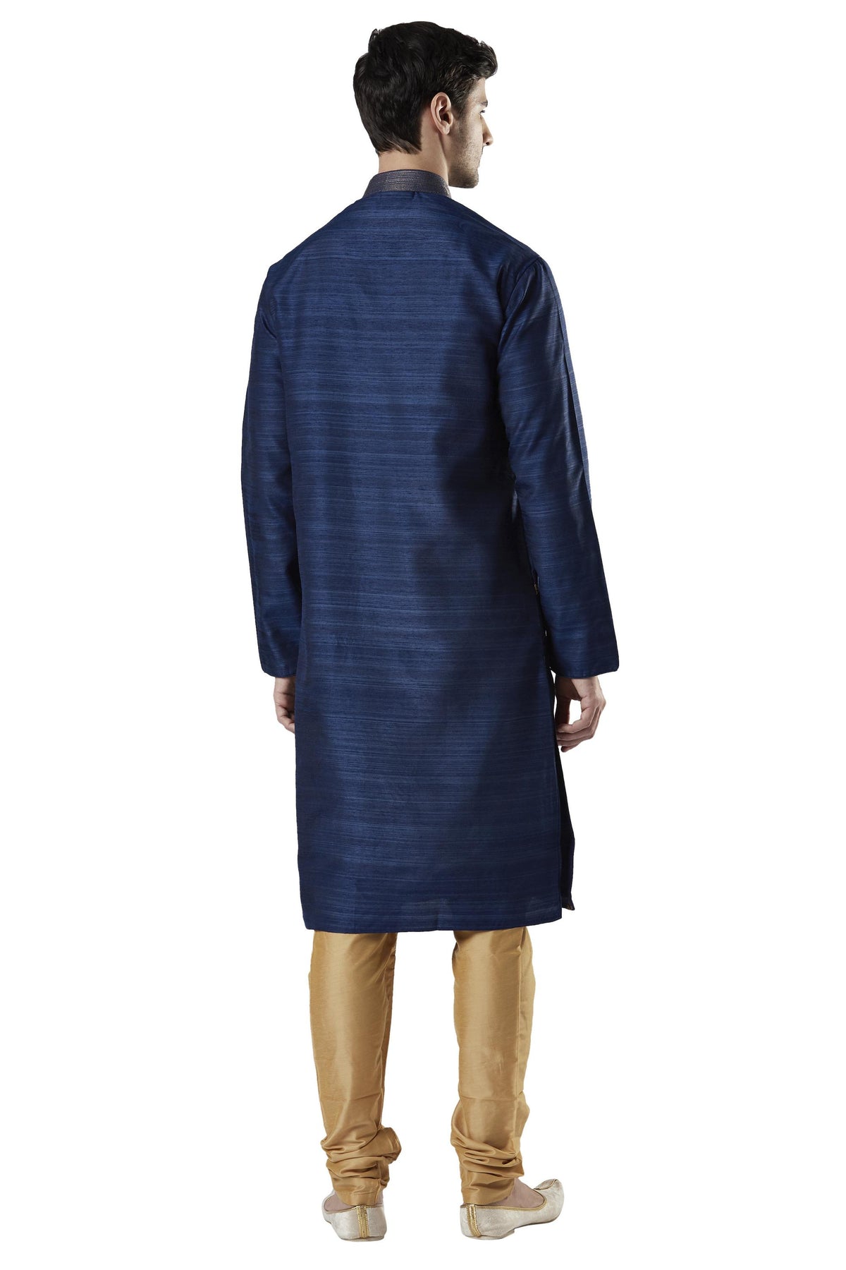Ethnix Men's Heavily Embroidered 2-Piece Kurta Pajama Set, back full-length view