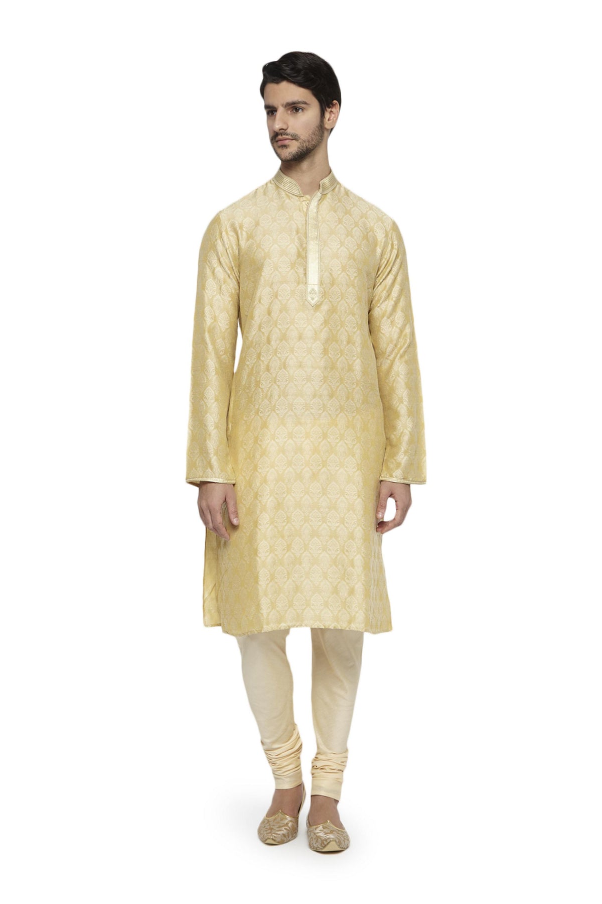 Ethnix Men's Motif Print 2-Piece Kurta Pajama Set, front full-length view