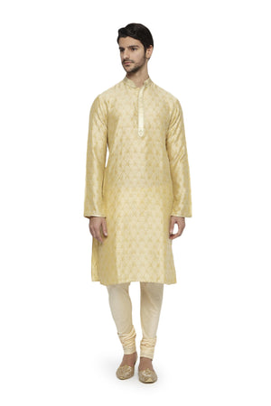 Ethnix Men's Motif Print 2-Piece Kurta Pajama Set, front full-length view