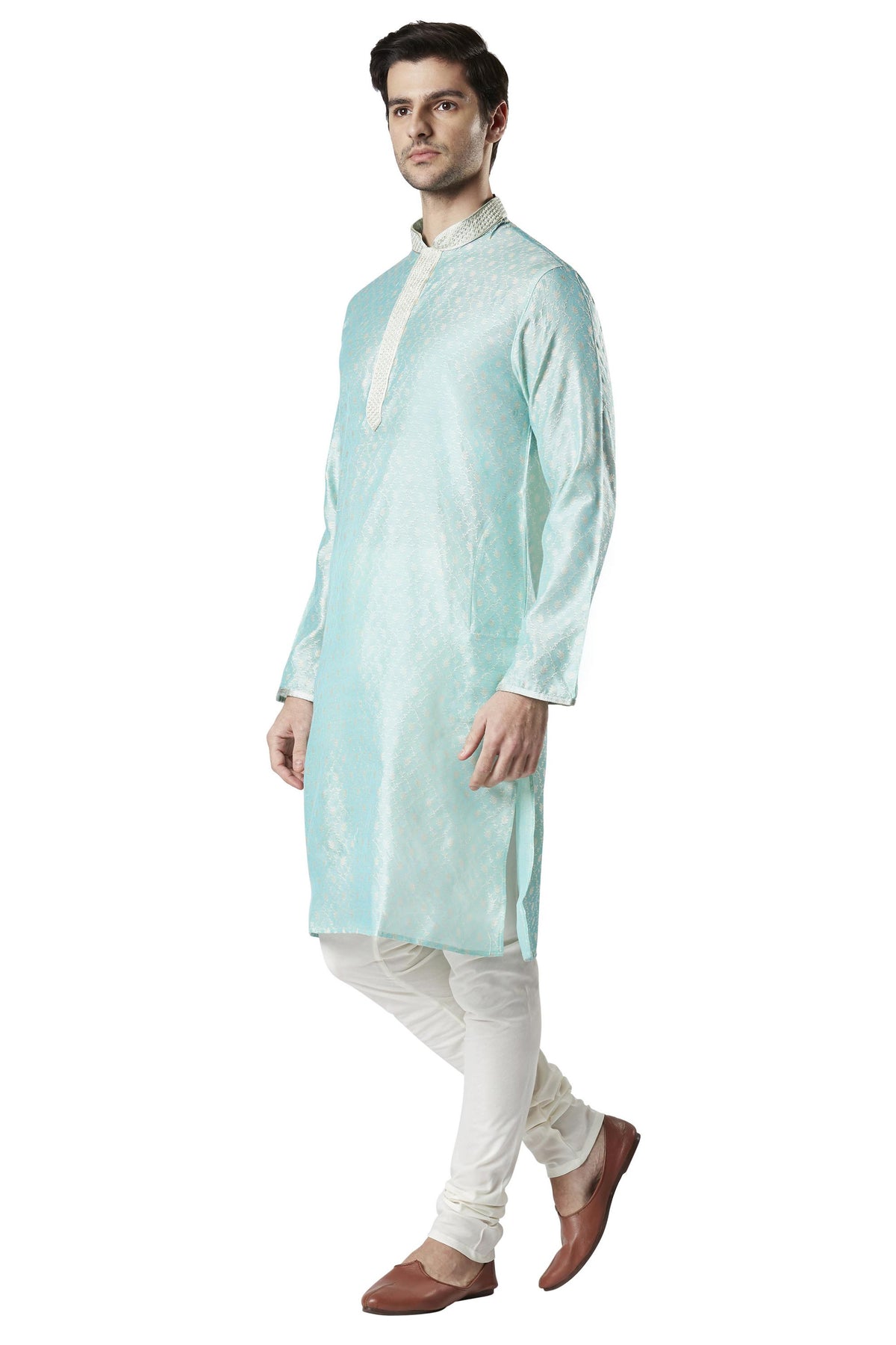 Ethnix Men's Wedding Special Festive Cheerful 2-Piece Ensemble, left angled full-length view