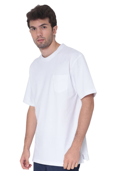 AVA Athletica Men's Cotton Classic Fit Round Neck Soft T-Shirt with Pocket Pure White