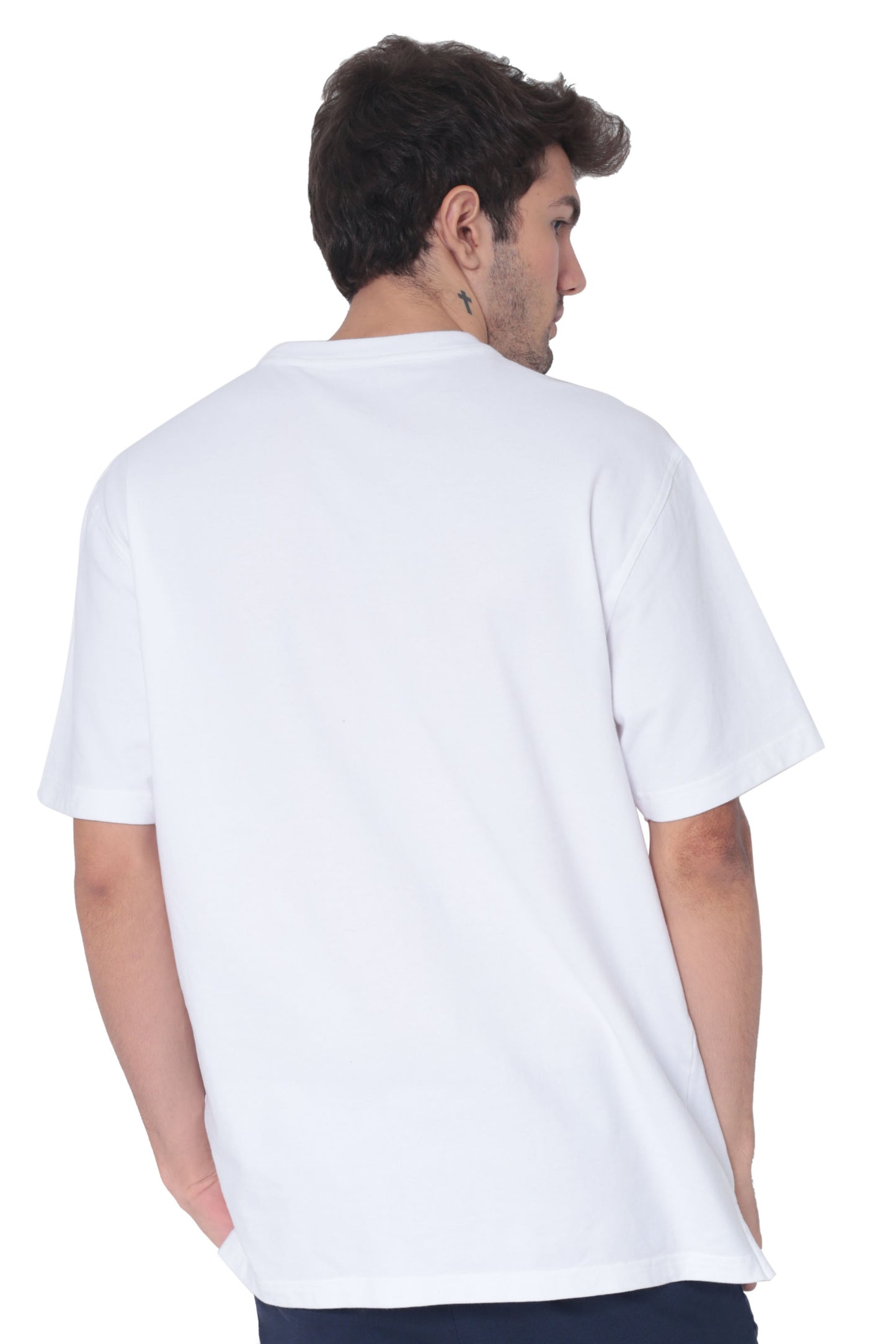 AVA Athletica Men's Cotton Classic Fit Round Neck Soft T-Shirt with Pocket Pure White