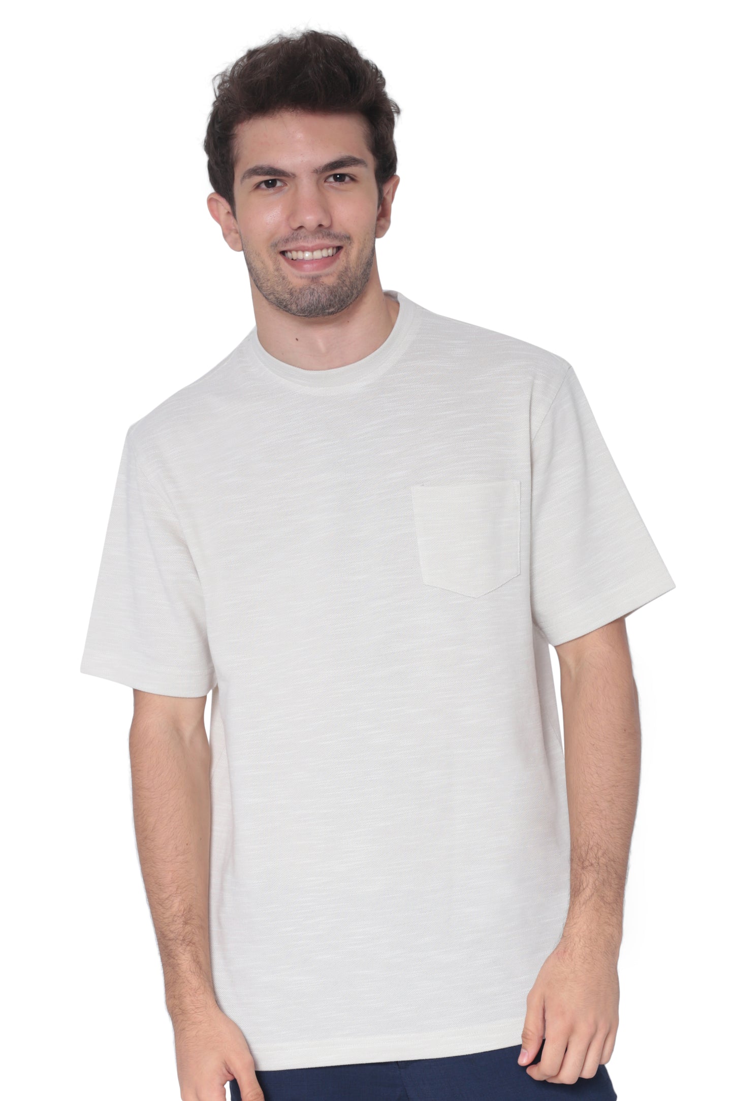 AVA Athletica Men's Round Neck Performance Wear Space Dyed Soft Tee with Pocket Cream