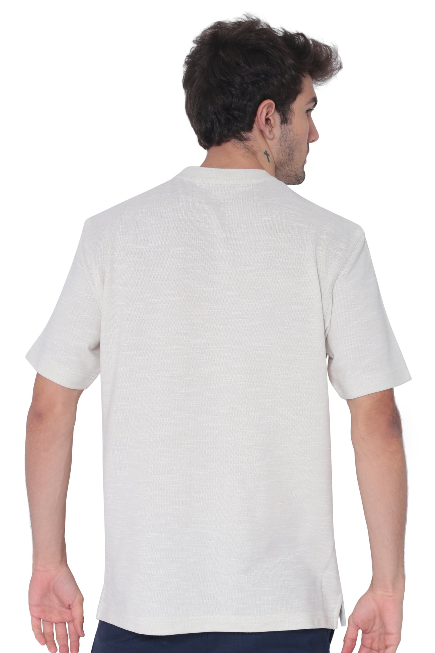 AVA Athletica Men's Round Neck Performance Wear Space Dyed Soft Tee with Pocket Cream