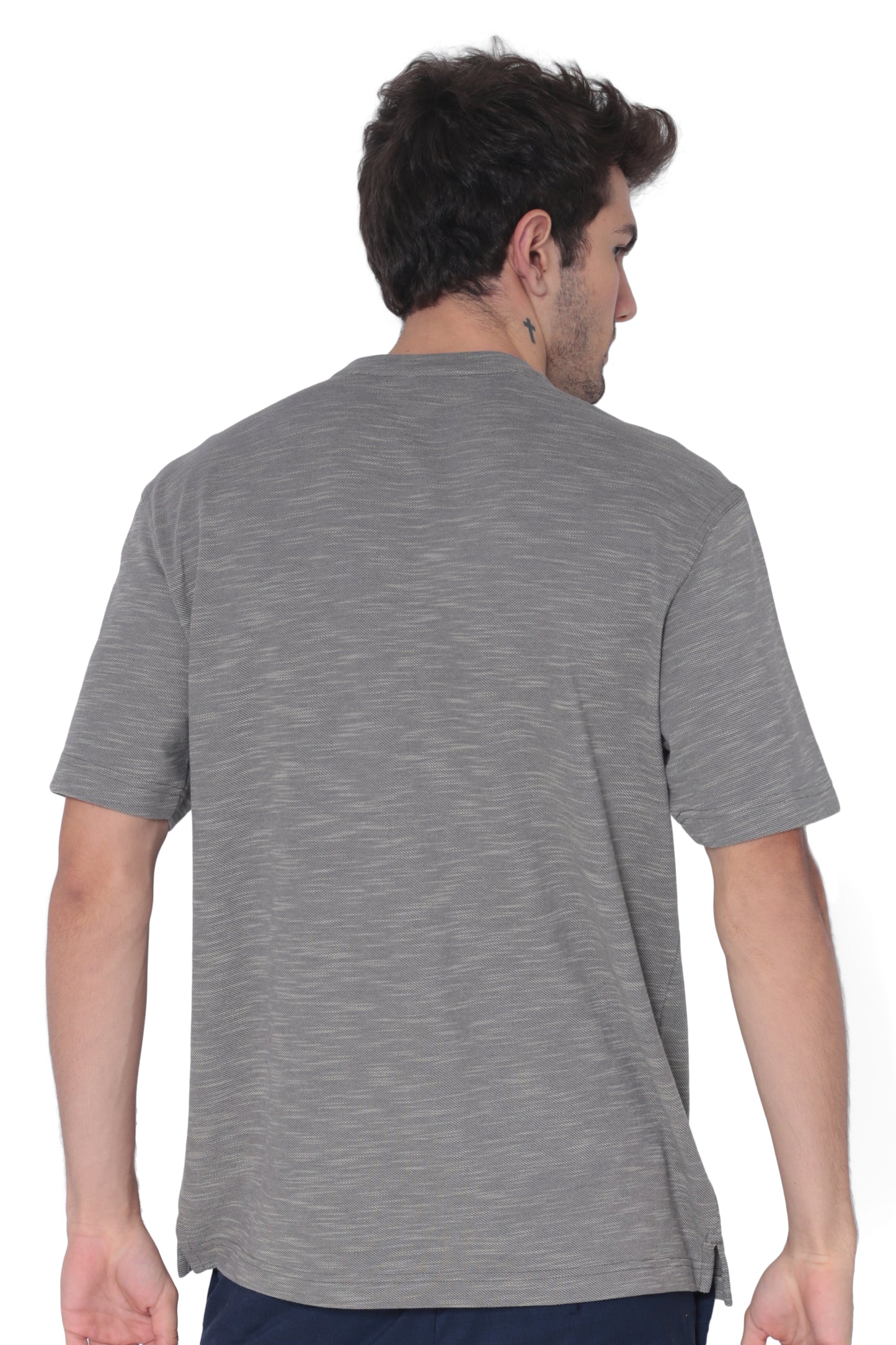 AVA Athletica Men's Round Neck Performance Wear Space Dyed Soft Tee with Pocket Grey