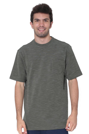 AVA Athletica Men's Round Neck Performance Wear Space Dyed Soft Tee with Pocket Olive