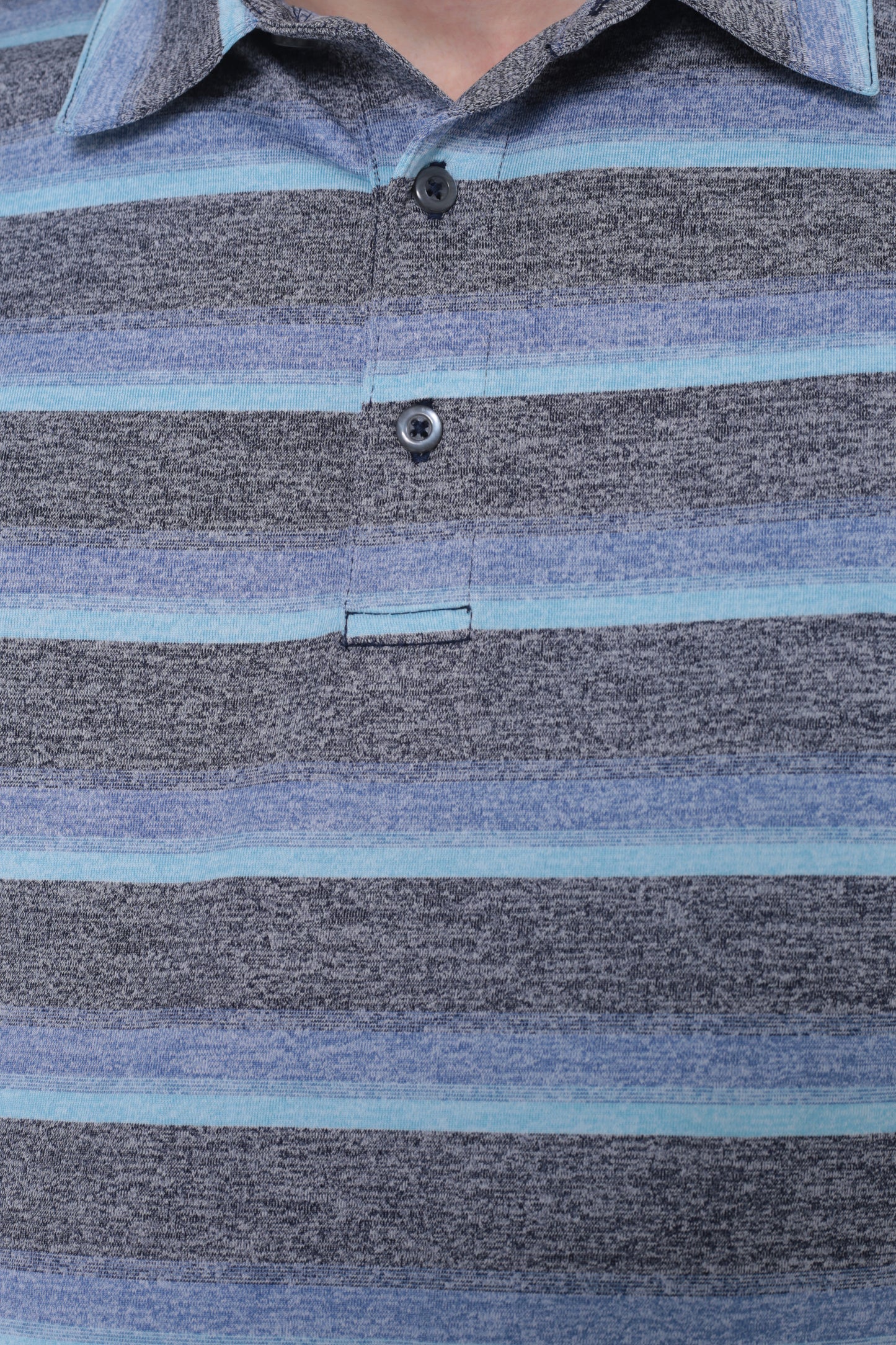 AVA Athletica Men's Collared Moisture-Wicking Active Wear Broad Striped T-Shirt Blue