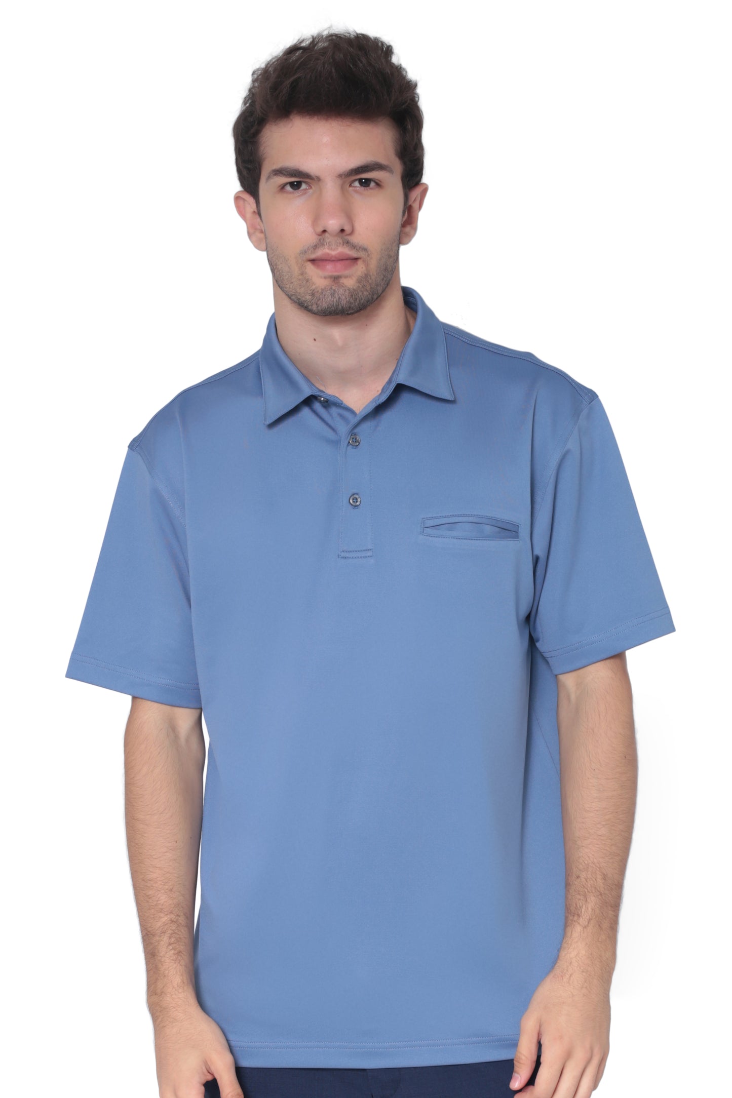 AVA Athletica Men's Classic Polo Quick-Dry Golf, Tennis, T-Shirt with Pocket Colony Blue
