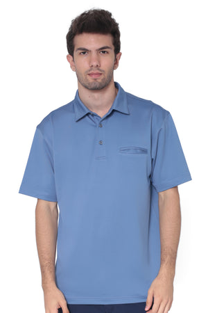 AVA Athletica Men's Classic Polo Quick-Dry Golf, Tennis, T-Shirt with Pocket Colony Blue