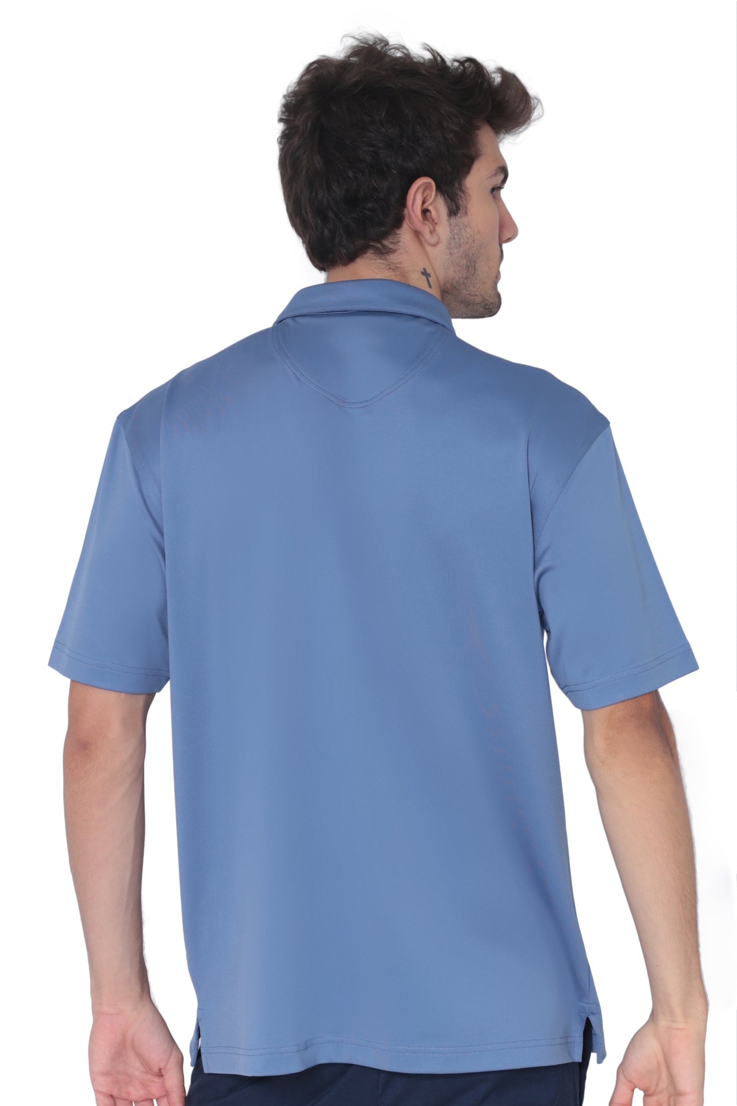 AVA Athletica Men's Classic Polo Quick-Dry Golf, Tennis, T-Shirt with Pocket Colony Blue