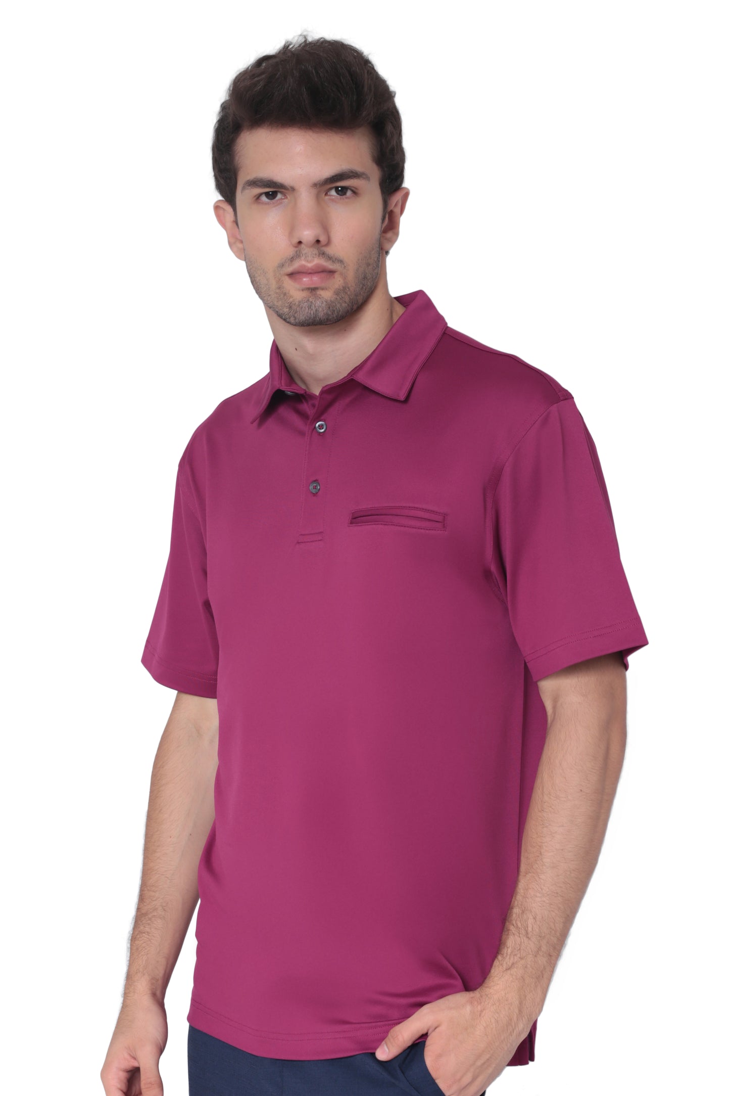 AVA Athletica Men's Classic Polo Quick-Dry Golf, Tennis, T-Shirt with Pocket Berry