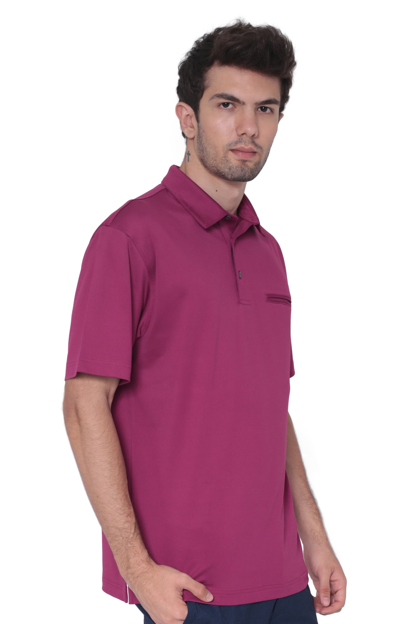 AVA Athletica Men's Classic Polo Quick-Dry Golf, Tennis, T-Shirt with Pocket Berry