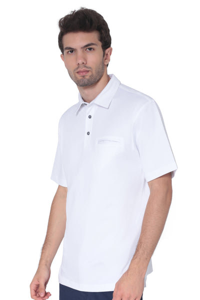 AVA Athletica Men's Classic Polo Quick-Dry Golf, Tennis, T-Shirt with Pocket Pure White